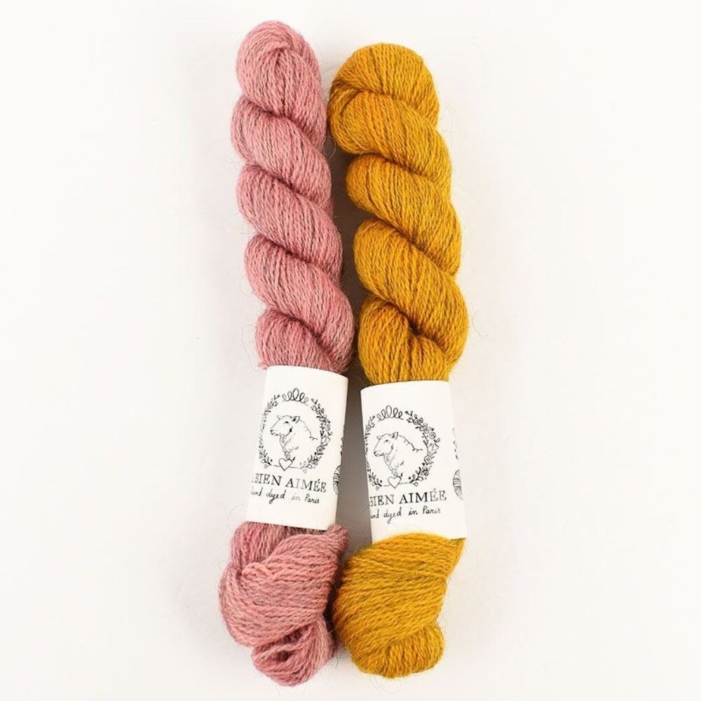 La Bien Aimée Yarn 2 Helix Mini Skeins Falkland Merino Gotland Wool Pink Gold